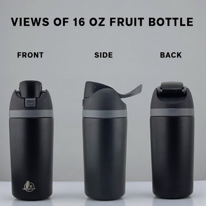 EnduroSip Kids Fruit Bottle Insulated Stainless Steel Water Bottle with Straw for Sports, Travel, and School, BPA-Free Sports Water Bottle, 16 oz