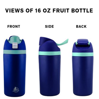 EnduroSip Kids Fruit Bottle Insulated Stainless Steel Water Bottle with Straw for Sports, Travel, and School, BPA-Free Sports Water Bottle, 16 oz