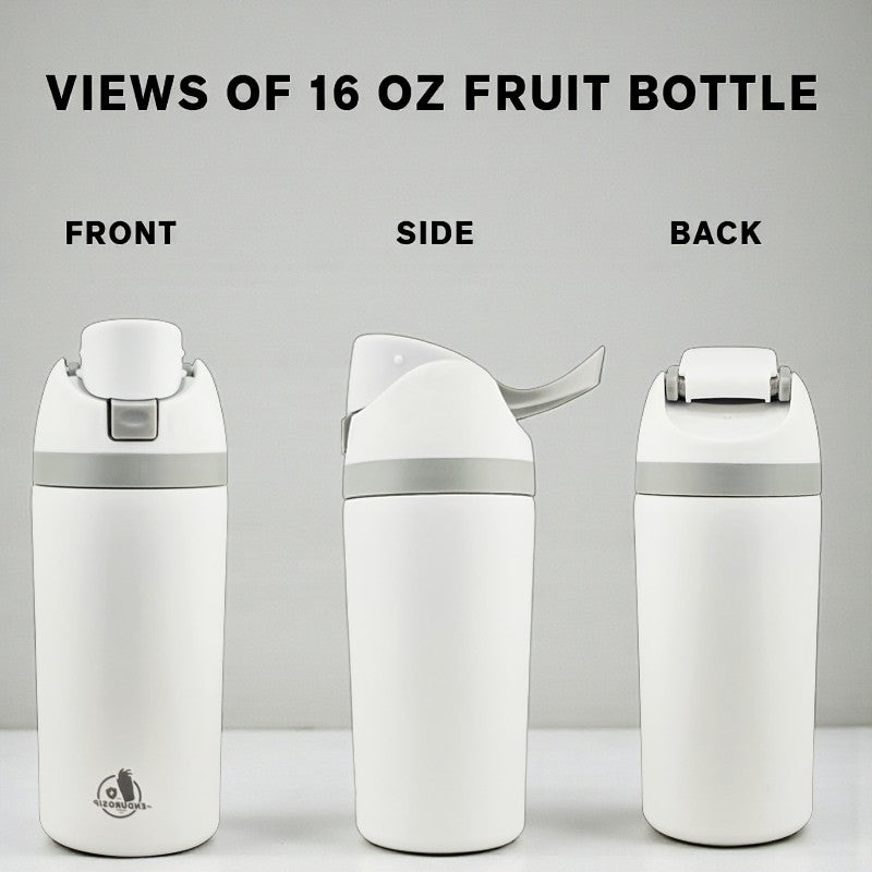 EnduroSip Kids Fruit Bottle Insulated Stainless Steel Water Bottle with Straw for Sports, Travel, and School, BPA-Free Sports Water Bottle, 16 oz