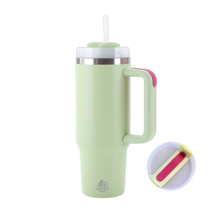 30oz Stainless Steel Tumbler with Handle & Straw – Double Wall, Car Cup Holder Friendly