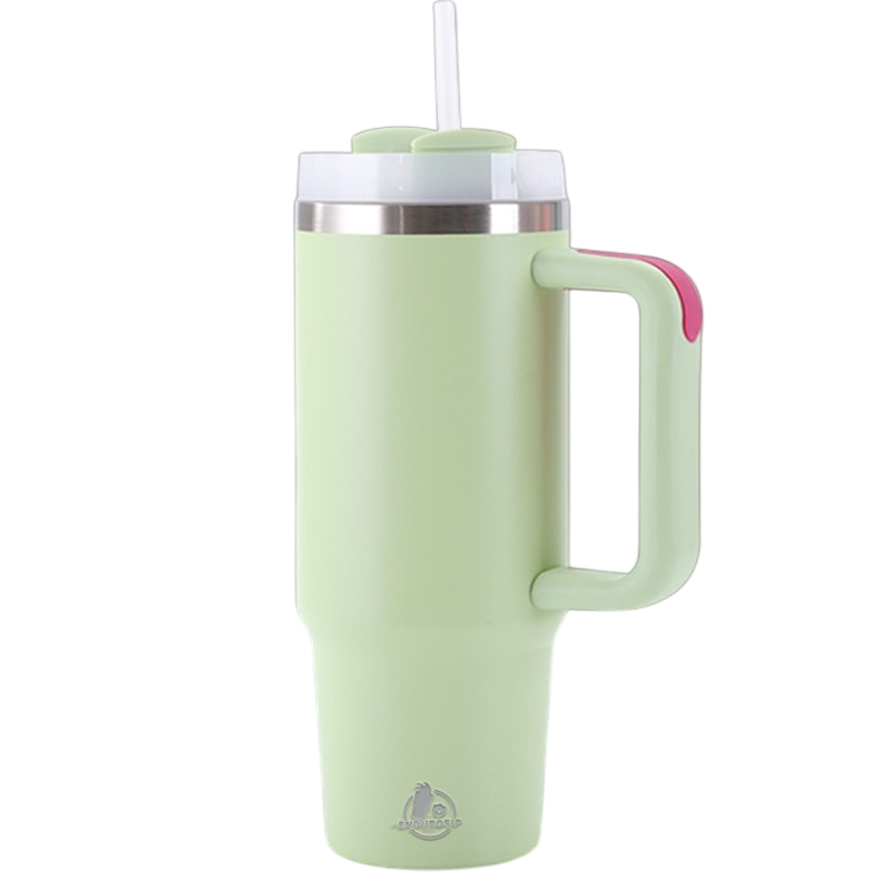 30oz Stainless Steel Tumbler with Handle & Straw – Double Wall, Car Cup Holder Friendly