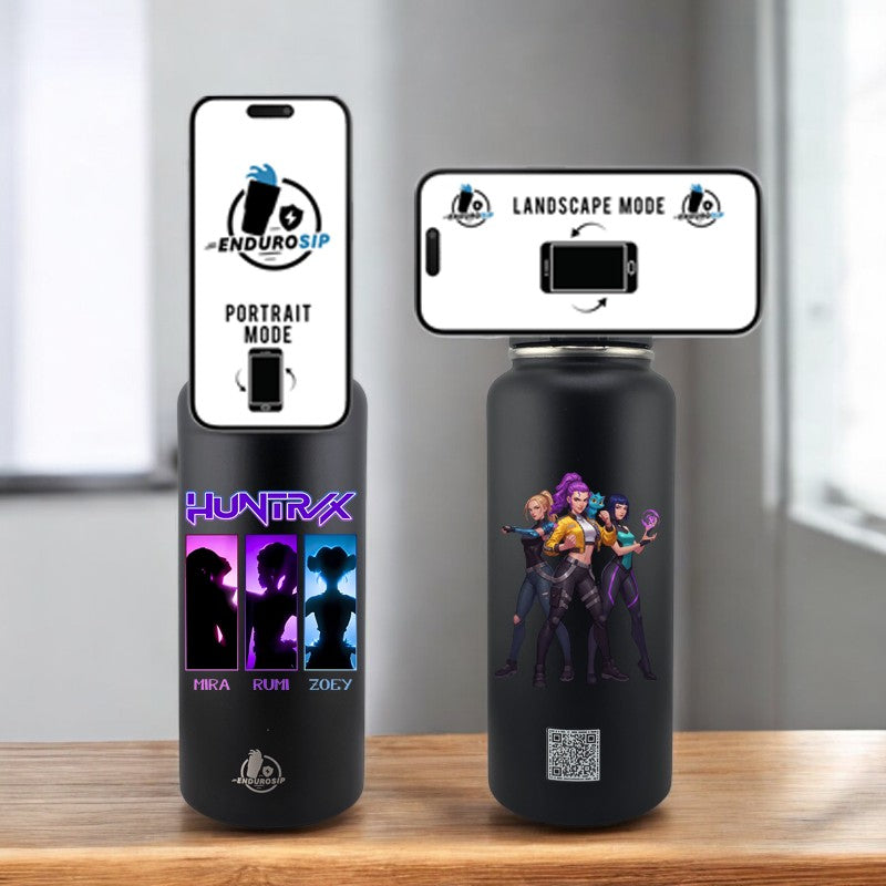 Endurosip 32 oz MagSafe Phone Holder Tumbler – K-Pop Demon Hunters Huntrx (Zoey • Mira • Rumi) | UVDTF 3D Permastickers