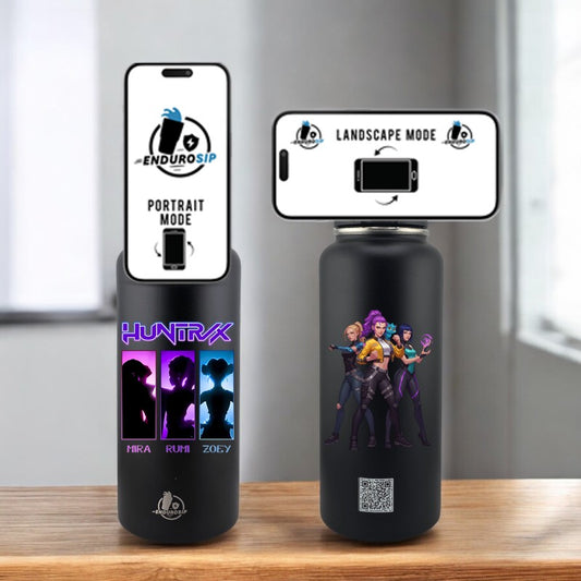 Endurosip 32 oz MagSafe Phone Holder Tumbler – K-Pop Demon Hunters Huntrx (Zoey • Mira • Rumi) | UVDTF 3D Permastickers