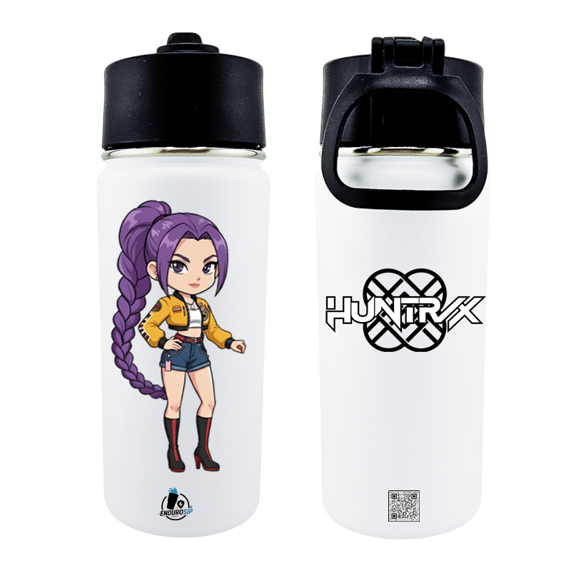 K-Pop Rumi Inspired Double UVDTF 16 oz Water Bottle – Premium Vacuum Insulated | Wide-Handle Lid | Rumi & HuntrX Design