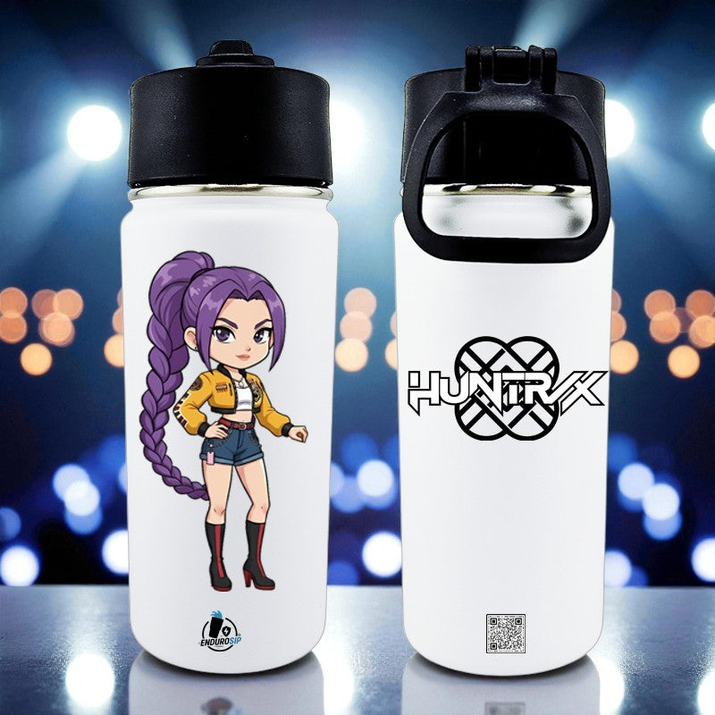 K-Pop Rumi Inspired Double UVDTF 16 oz Water Bottle – Premium Vacuum Insulated | Wide-Handle Lid | Rumi & HuntrX Design