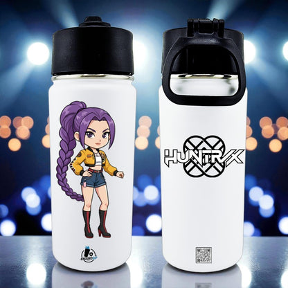 K-Pop Rumi Inspired Double UVDTF 16 oz Water Bottle – Premium Vacuum Insulated | Wide-Handle Lid | Rumi & HuntrX Design