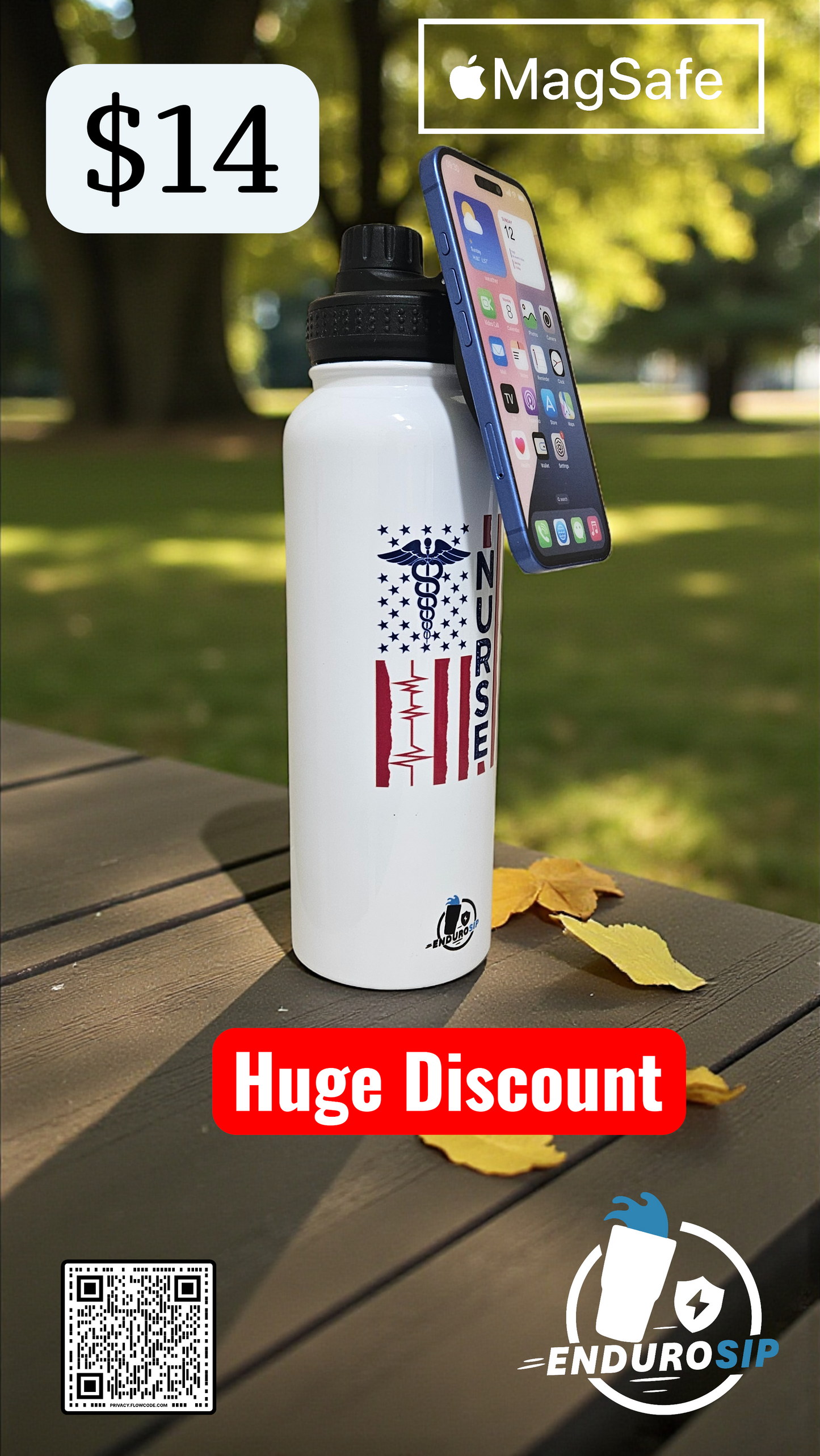 40oz MagSafe Stainless Steel Tumbler – Dual Lid (Straw + Magnetic Phone Holder) | Hot & Cold | EnduroSip