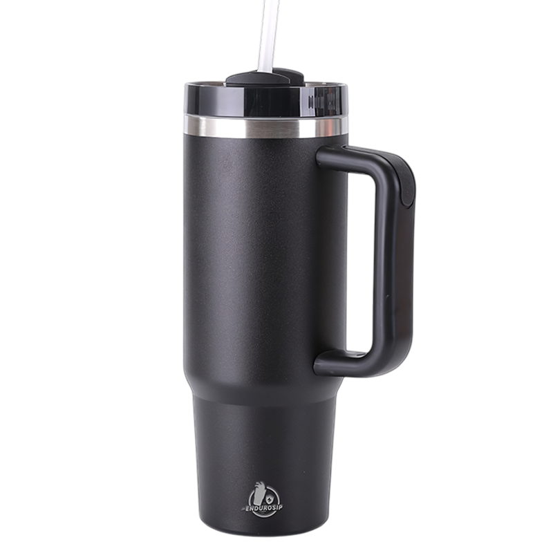 30oz Stainless Steel Tumbler with Handle & Straw – Double Wall, Car Cup Holder Friendly
