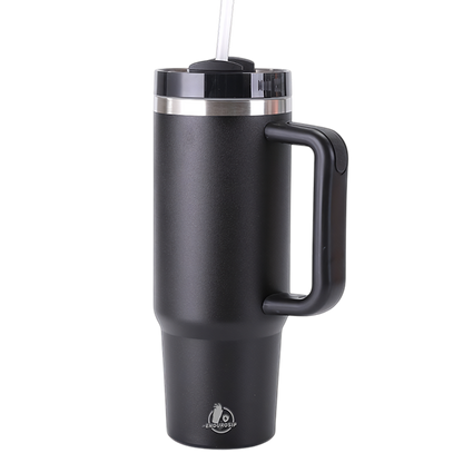 30oz Stainless Steel Tumbler with Handle & Straw – Double Wall, Car Cup Holder Friendly