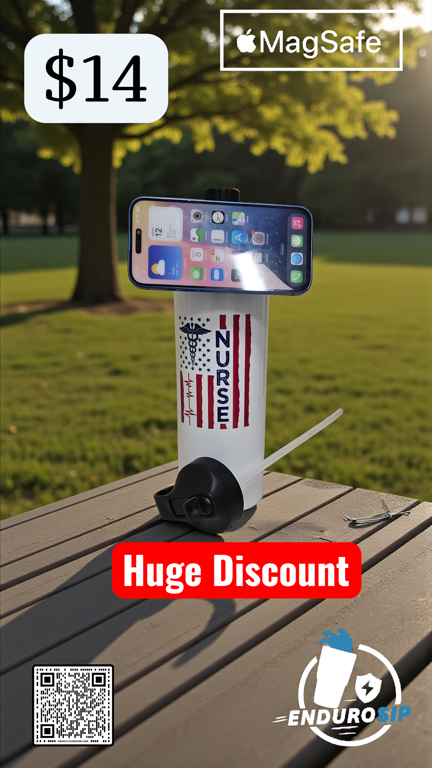 40oz MagSafe Stainless Steel Tumbler – Dual Lid (Straw + Magnetic Phone Holder) | Hot & Cold | EnduroSip