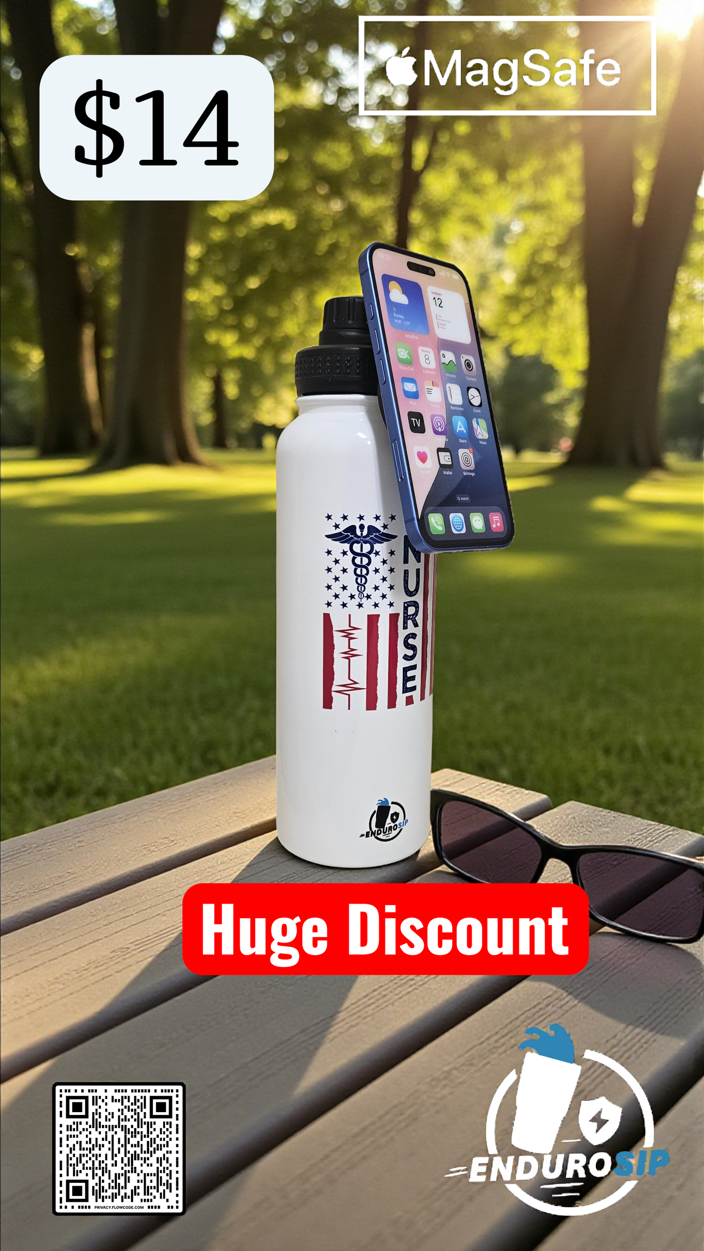 40oz MagSafe Stainless Steel Tumbler – Dual Lid (Straw + Magnetic Phone Holder) | Hot & Cold | EnduroSip