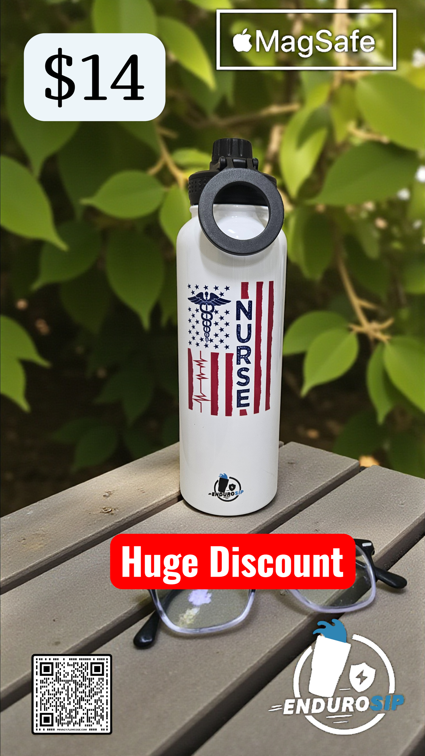 40oz MagSafe Stainless Steel Tumbler – Dual Lid (Straw + Magnetic Phone Holder) | Hot & Cold | EnduroSip