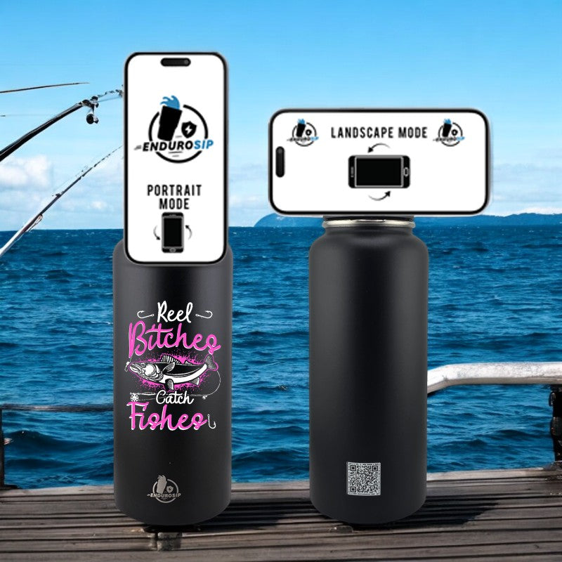 32 oz MagSafe Phone Holder Tumbler – “Reel Bitches Catch Fishes” Fishing Edition