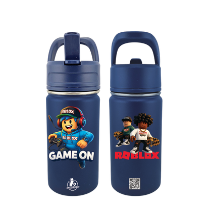 12 oz Kids Water Bottle Tumbler – Roblox-Inspired Front & Back | UVDTF 3D Permasticker | Leak-Proof, Insulated, Stainless Steel