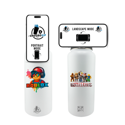 Roblox Neon White 32oz Stainless Steel Magnetic Lid Bottle – Dual 3D UVDTF Stickers (2-Sided)