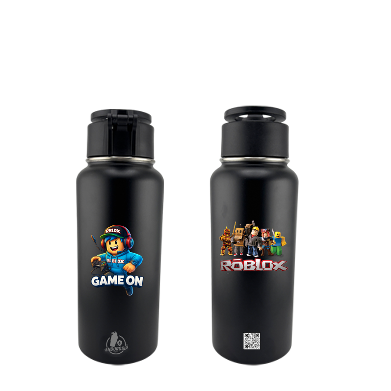 32 oz MagSafe Black Tumbler – Dual Roblox UVDTF 3D Permastickers + Built-In MagSafe Phone Holder | EnduroSip Premium Vacuum-Insulated Bottle