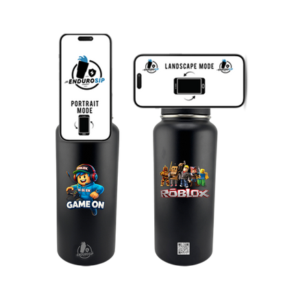 32 oz MagSafe Black Tumbler – Dual Roblox UVDTF 3D Permastickers + Built-In MagSafe Phone Holder | EnduroSip Premium Vacuum-Insulated Bottle