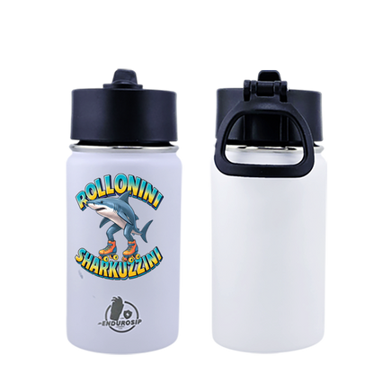 EnduroSip® 12 oz Water Bottle – Rollonini Sharkuzzini Italian Brainrot | Black, Blue & Pink UVDTF 3D Permasticker