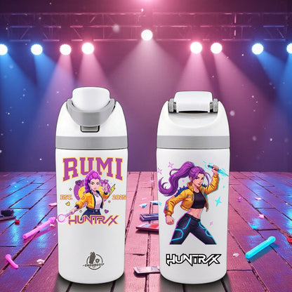 RUMI x Huntrix Demon Hunters K-Pop 16 oz Fruit Water Bottle – Triple 3D UVDTF Stickers | Leak-Proof, Kid-Friendly & Durable