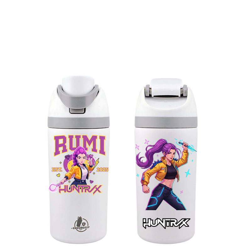 RUMI x Huntrix Demon Hunters K-Pop 16 oz Fruit Water Bottle – Triple 3D UVDTF Stickers | Leak-Proof, Kid-Friendly & Durable