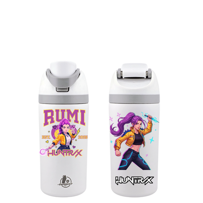 RUMI x Huntrix Demon Hunters K-Pop 16 oz Fruit Water Bottle – Triple 3D UVDTF Stickers | Leak-Proof, Kid-Friendly & Durable