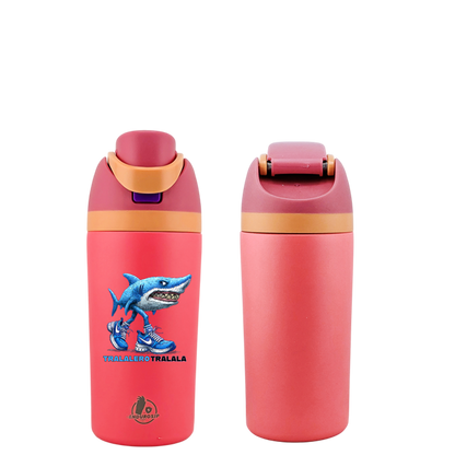 Italian Brainrot Tralalero Tralala 16 oz Fruit Water Bottle – 2-Way Drink Lid | Pink & White