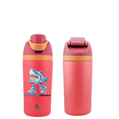 Italian Brainrot Tralalero Tralala 16 oz Fruit Water Bottle – 2-Way Drink Lid | Pink & White