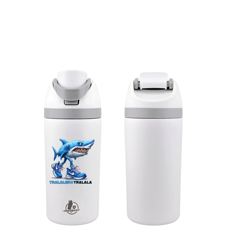 Italian Brainrot Tralalero Tralala 16 oz Fruit Water Bottle – 2-Way Drink Lid | Pink & White