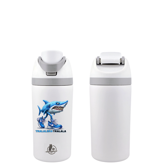 Italian Brainrot Tralalero Tralala 16 oz Fruit Water Bottle – 2-Way Drink Lid | Pink & White