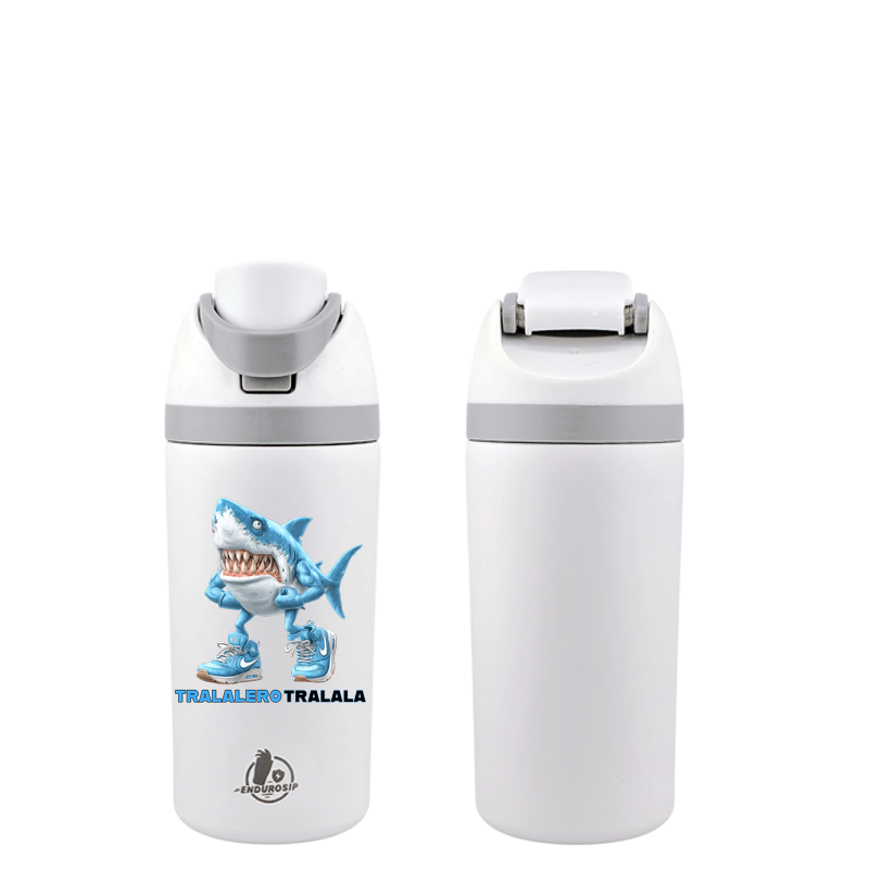 Italian Brainrot Tralalero Tralala 16 oz Fruit Water Bottle – 2-Way Drink Lid | Pink & White