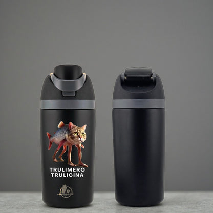 Italian Brainrot Trulimero Trulicina 16 oz Fruit Water Bottle – 2-Way Drink Lid | Black, Pink & Blue