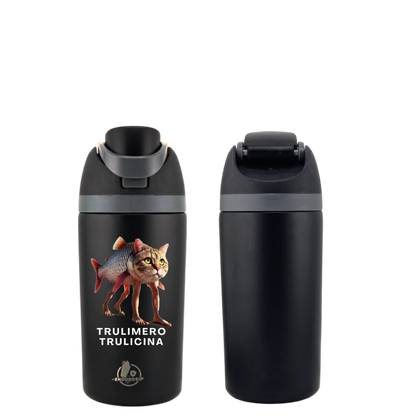 Italian Brainrot Trulimero Trulicina 16 oz Fruit Water Bottle – 2-Way Drink Lid | Black, Pink & Blue