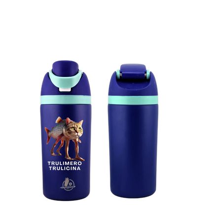 Italian Brainrot Trulimero Trulicina 16 oz Fruit Water Bottle – 2-Way Drink Lid | Black, Pink & Blue