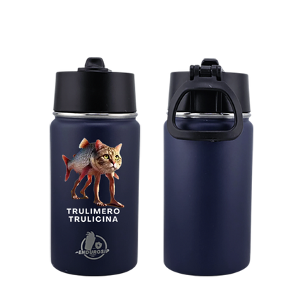 EnduroSip® 12 oz Water Bottle – Trulimero Trulicina Italian Brainrot | Black, Blue & Pink UVDTF 3D Permasticker