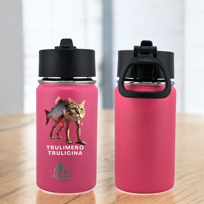 EnduroSip® 12 oz Water Bottle – Trulimero Trulicina Italian Brainrot | Black, Blue & Pink UVDTF 3D Permasticker