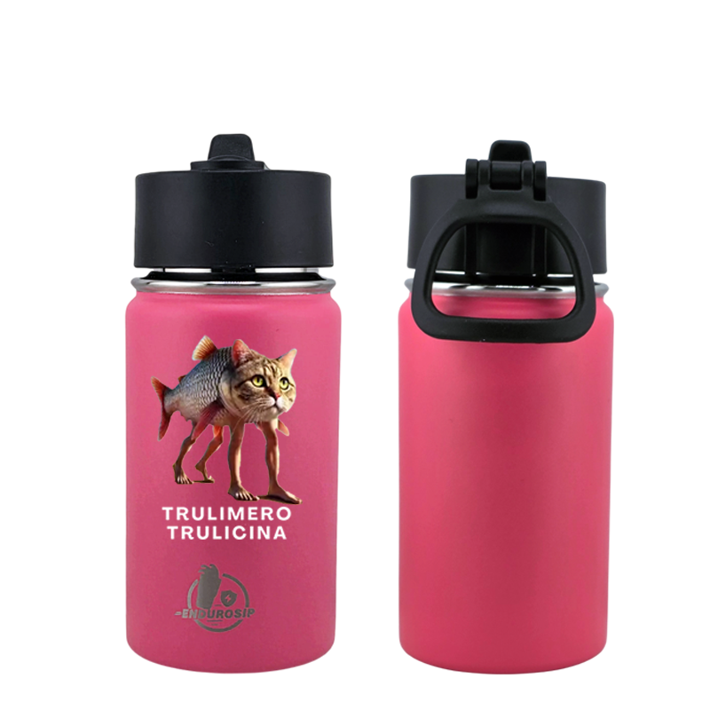 EnduroSip® 12 oz Water Bottle – Trulimero Trulicina Italian Brainrot | Black, Blue & Pink UVDTF 3D Permasticker