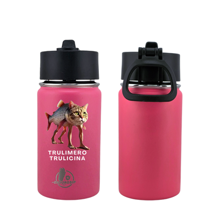 EnduroSip® 12 oz Water Bottle – Trulimero Trulicina Italian Brainrot | Black, Blue & Pink UVDTF 3D Permasticker