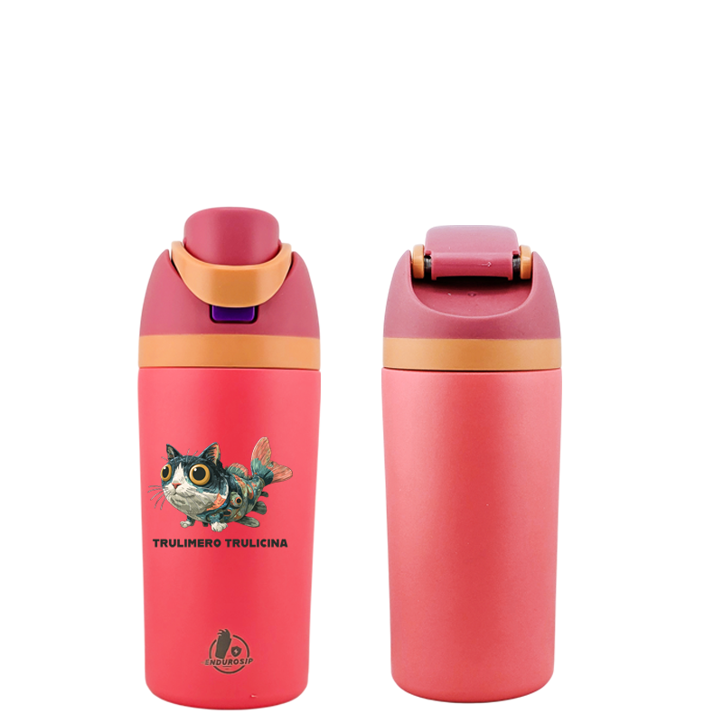 Italian Brainrot Trulimero Trulicina 16 oz Fruit Water Bottle – 2-Way Drink Lid | White & Pink