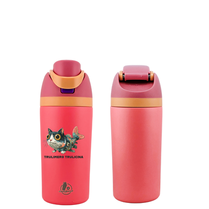 Italian Brainrot Trulimero Trulicina 16 oz Fruit Water Bottle – 2-Way Drink Lid | White & Pink