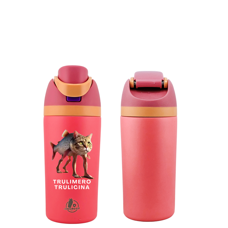 Italian Brainrot Trulimero Trulicina 16 oz Fruit Water Bottle – 2-Way Drink Lid | Black, Pink & Blue
