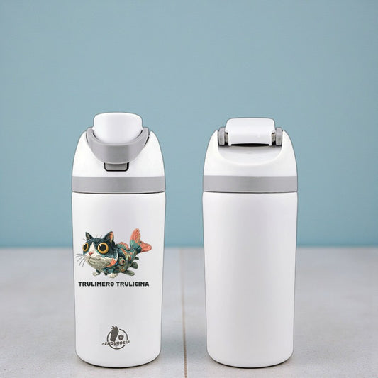 Italian Brainrot Trulimero Trulicina 16 oz Fruit Water Bottle – 2-Way Drink Lid | White & Pink
