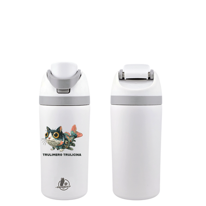 Italian Brainrot Trulimero Trulicina 16 oz Fruit Water Bottle – 2-Way Drink Lid | White & Pink