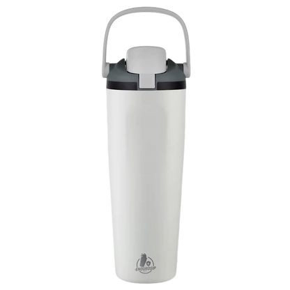 EnduroSip 30 oz white insulated tumbler with locking lid and raised carry handle.