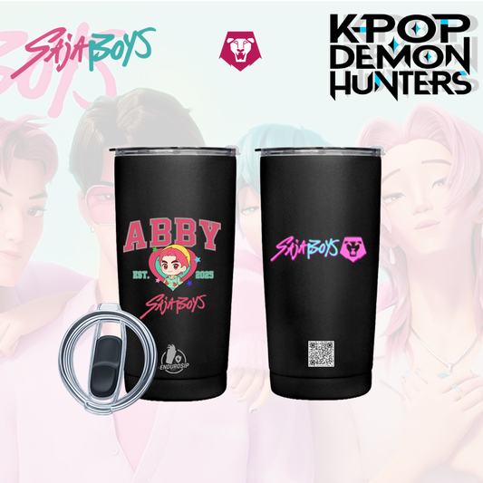 Abby • SajaBoys™ – 20 oz Stainless Steel Tumbler (Front & Back UVDTF 3D Artwork, Hand Wash Only)