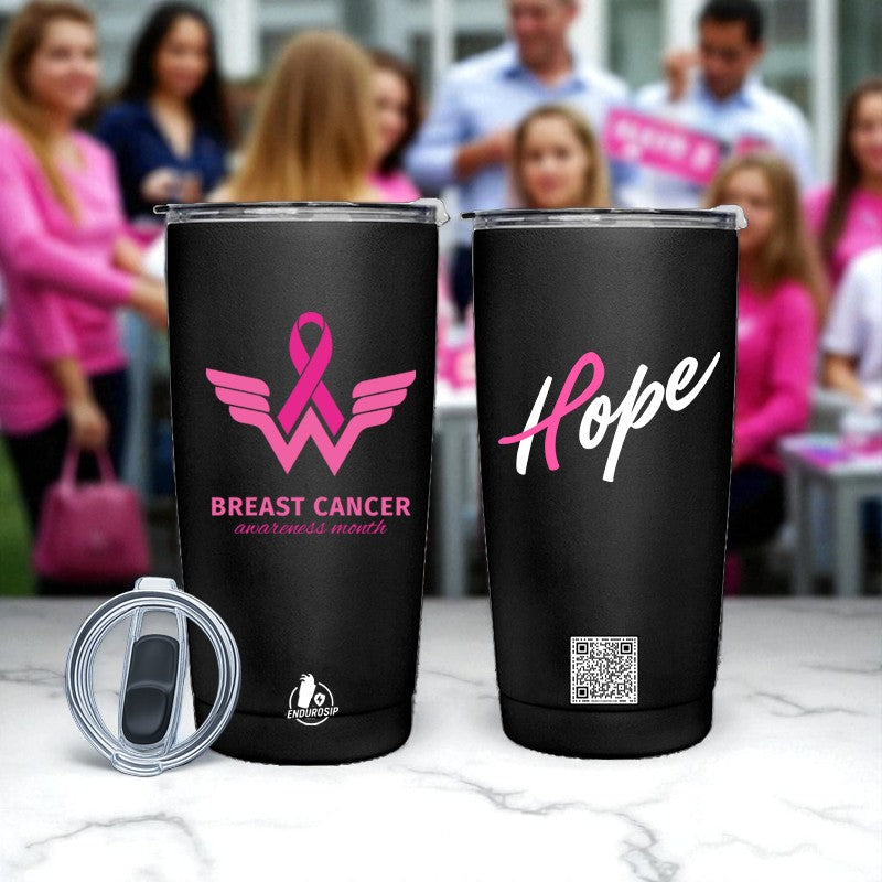 Breast Cancer Awareness 20 oz Black Tumbler | EnduroSip
