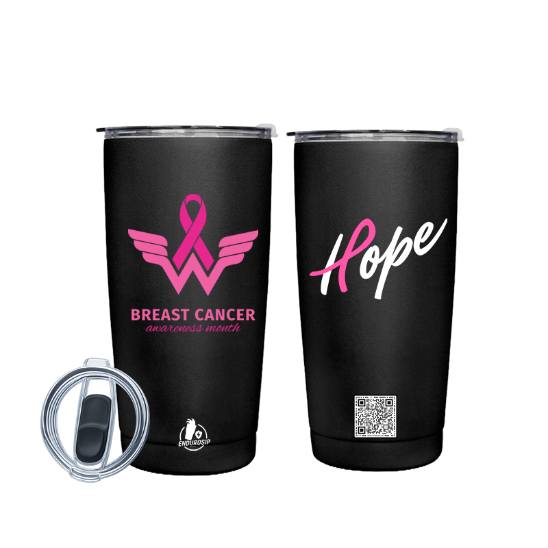 Breast Cancer Awareness 20 oz Black Tumbler | EnduroSip