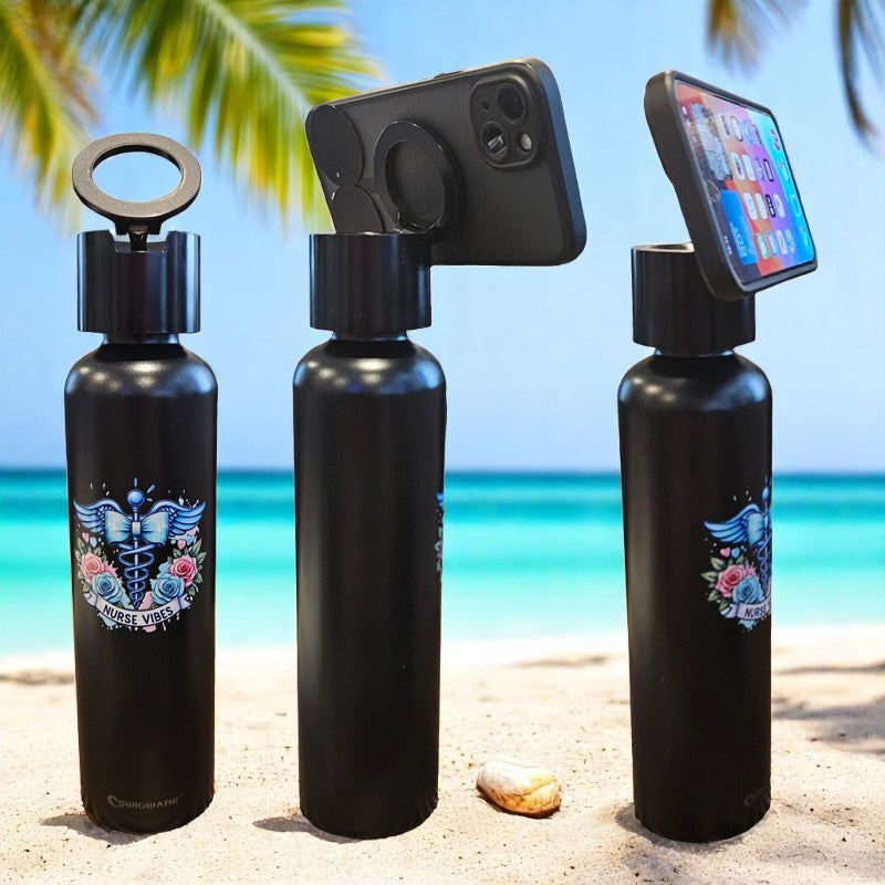Nurse Vibes 2024 24oz 750ml Multifunction Portable Water Bottle Magnet Top Magnetic Lid Water Bottle Phone Holder