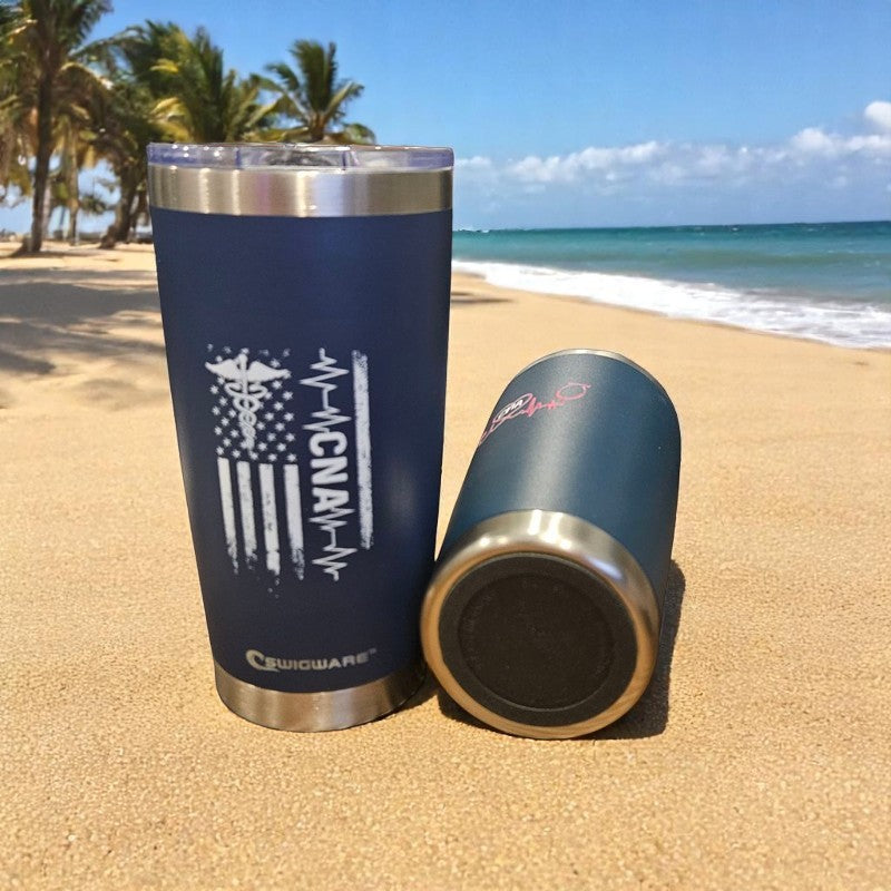 CNA American Flag Caduceus Stethoscope 20 oz Stainless Steel Double Walled Insulated Tumbler
