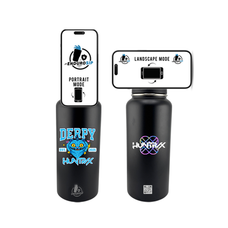 32oz MagSafe Stainless Steel Bottle with Phone Holder – DERPY HUNTRX K-POP Demon Hunters Edition – Dual 3D UVDTF Permastickers (Hand Wash Only)