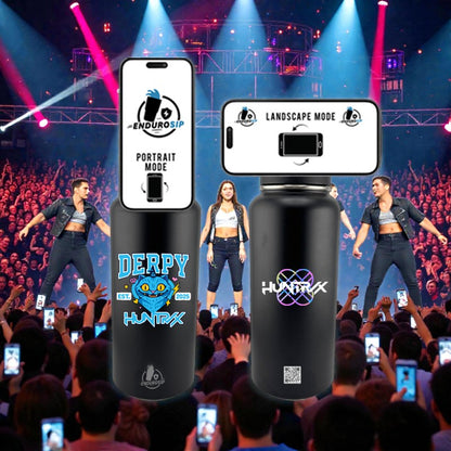 32oz MagSafe Stainless Steel Bottle with Phone Holder – DERPY HUNTRX K-POP Demon Hunters Edition – Dual 3D UVDTF Permastickers (Hand Wash Only)
